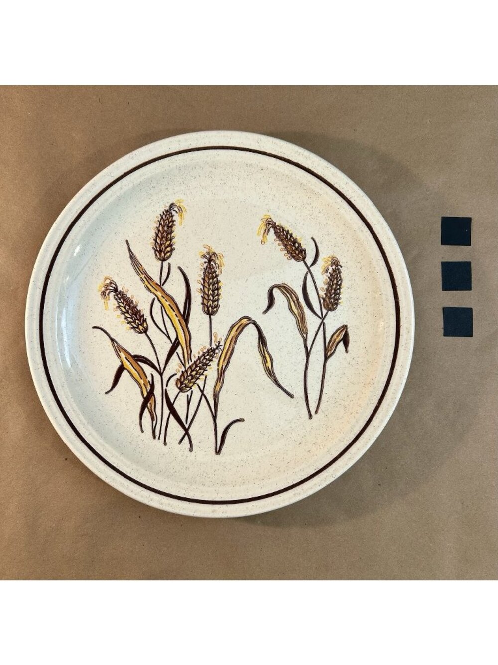 Homer Laughlin-Yellow Wheat Center Brown Band-HLC678- 12" Chop Plate